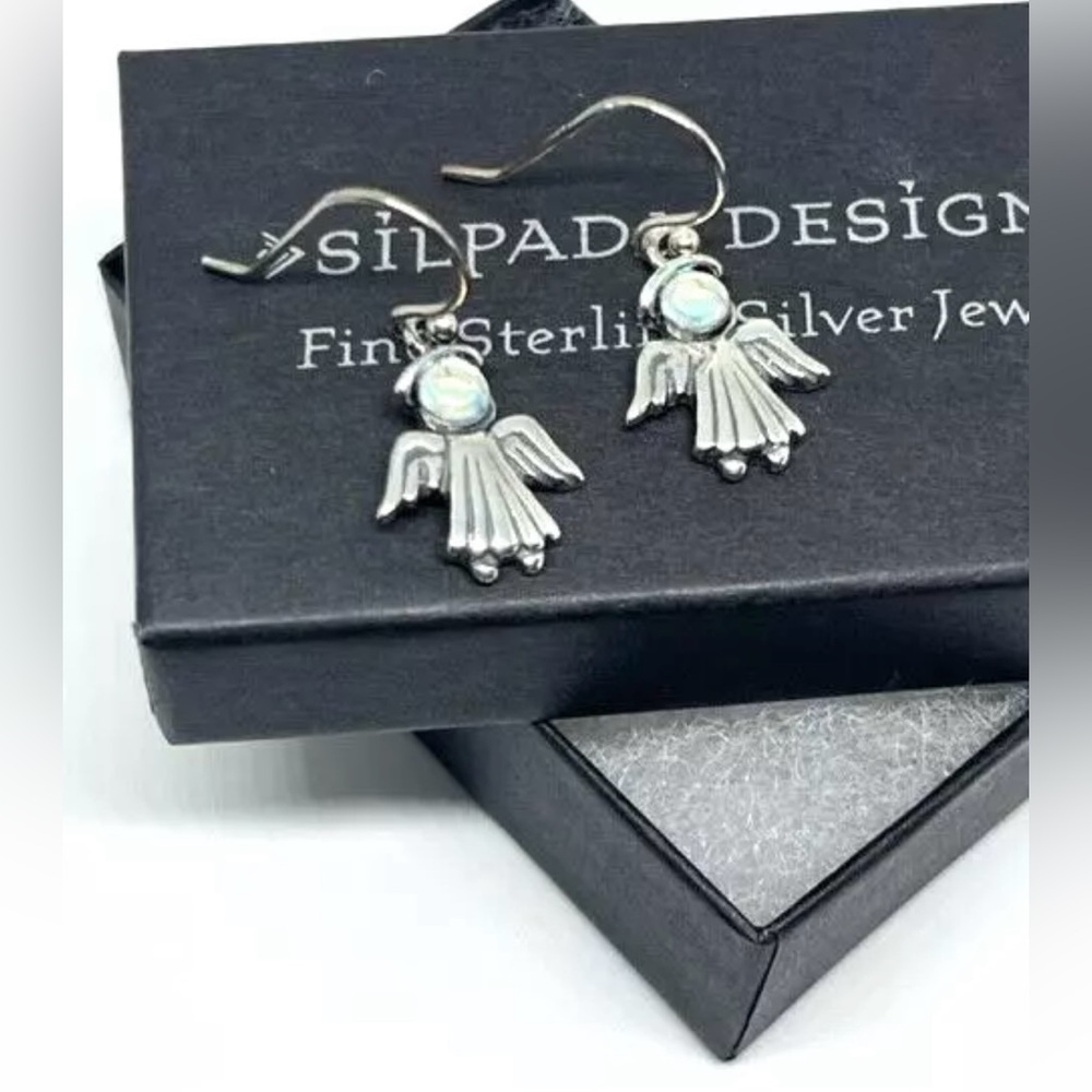 Silpada RARE HTF Sterling CZ Angel French Wire Angel Earrings w/Box